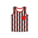 Red sleeveless crawfish stripe kids boys summer shirt