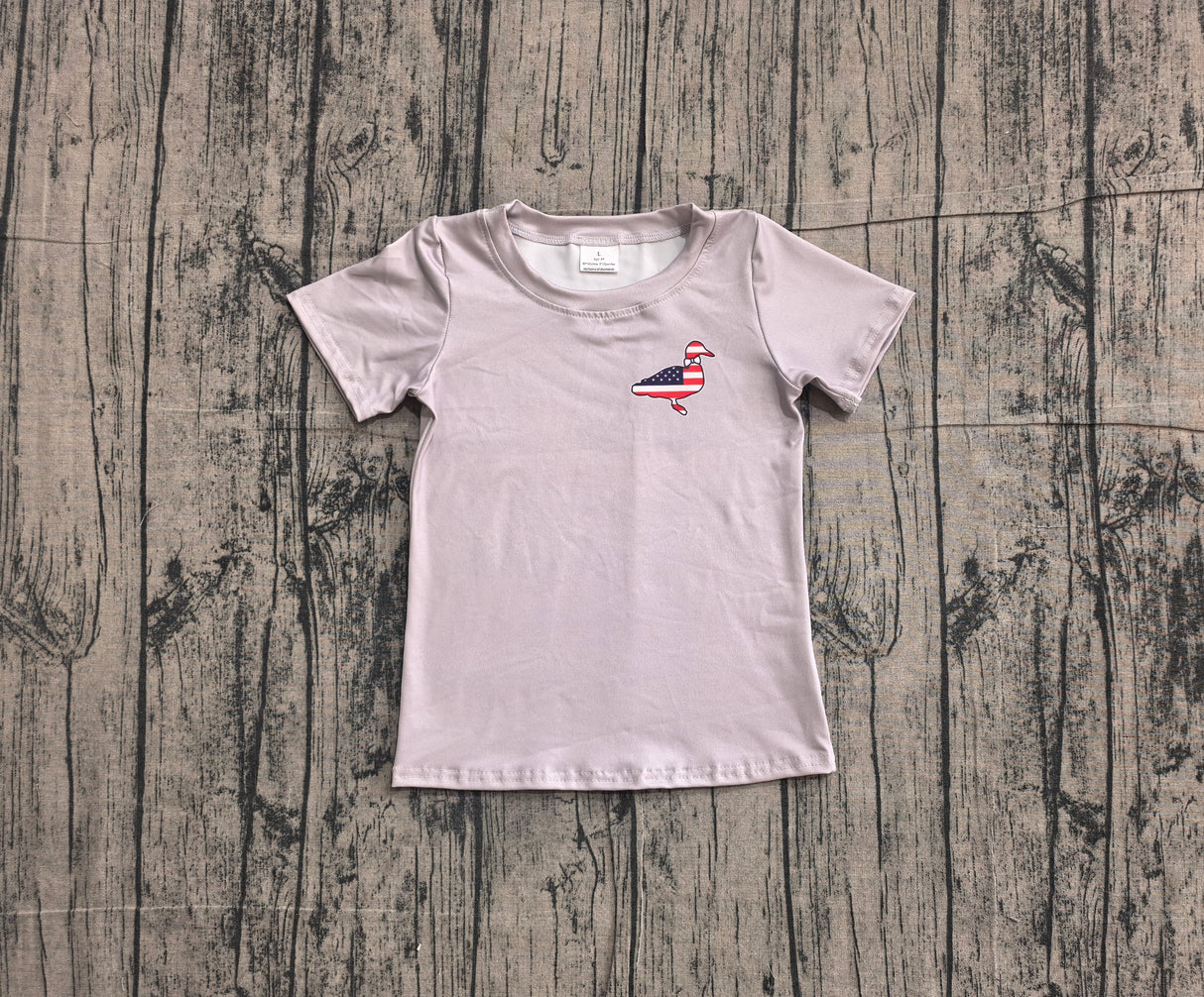 Grey short sleeves stars stripe duck boys 4th of july shirt