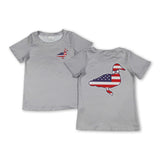 Grey short sleeves stars stripe duck boys 4th of july shirt