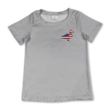 Grey short sleeves stars stripe duck boys 4th of july shirt