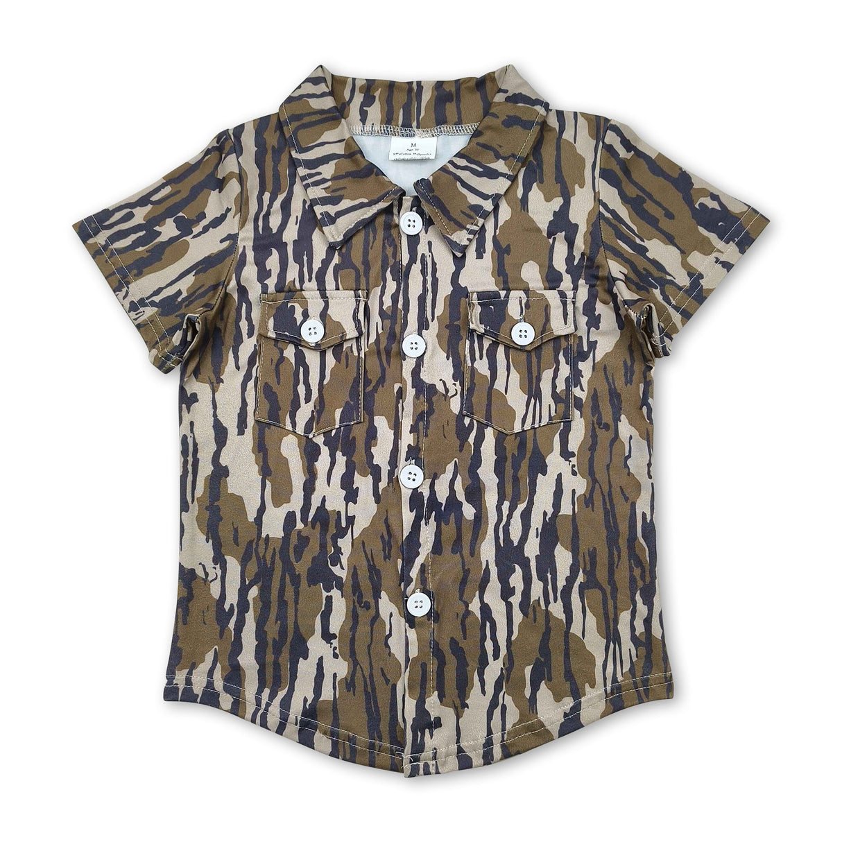 Bottomland camo pockets kids boys button down shirt
