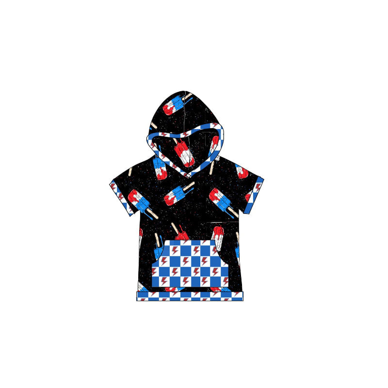 Short sleeves popsicle pocket boys 4th of july hoodie