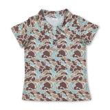 Short sleeves mint camo print kids boys polo shirt