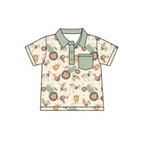 Short sleeves chicken pig tractor farm boy polo shirt