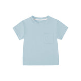 Light blue short sleeves pocket cotton kids boys shirt