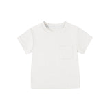 White short sleeves pocket cotton kids boys shirt