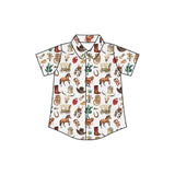 Short sleeves horse western kids boys button down shirt