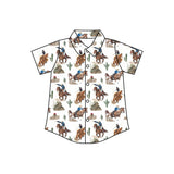 Short sleeves rodeo cactus kids boys western button shirt