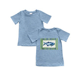 Short sleeves fish print kids boys summer shirt