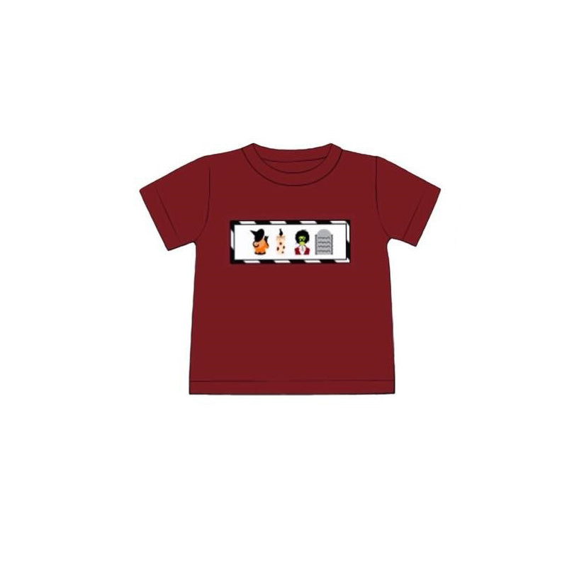 Short sleeves maroon kids boys Halloween shirt