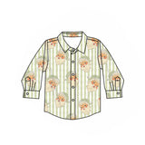 Stripe santa kids boys Christmas button down shirt
