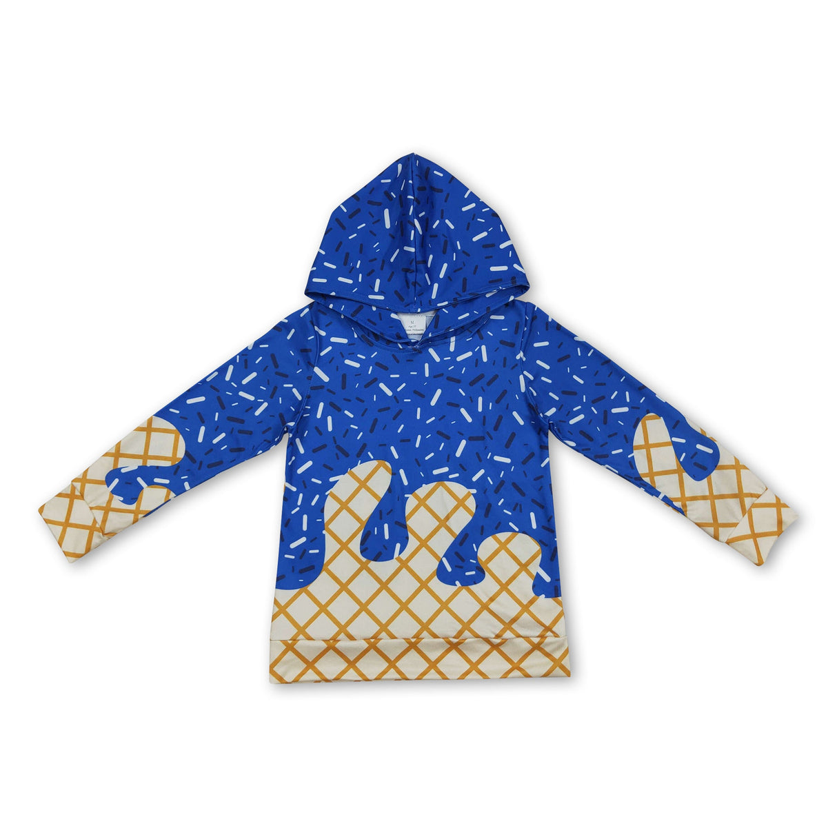 Long sleeves blue ice cream sprinkle baby kids team hoodie