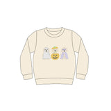 Long sleeves beige dog pumpkin kids Halloween shirt
