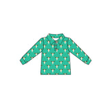 Long sleeves bull skull western boys polo shirt