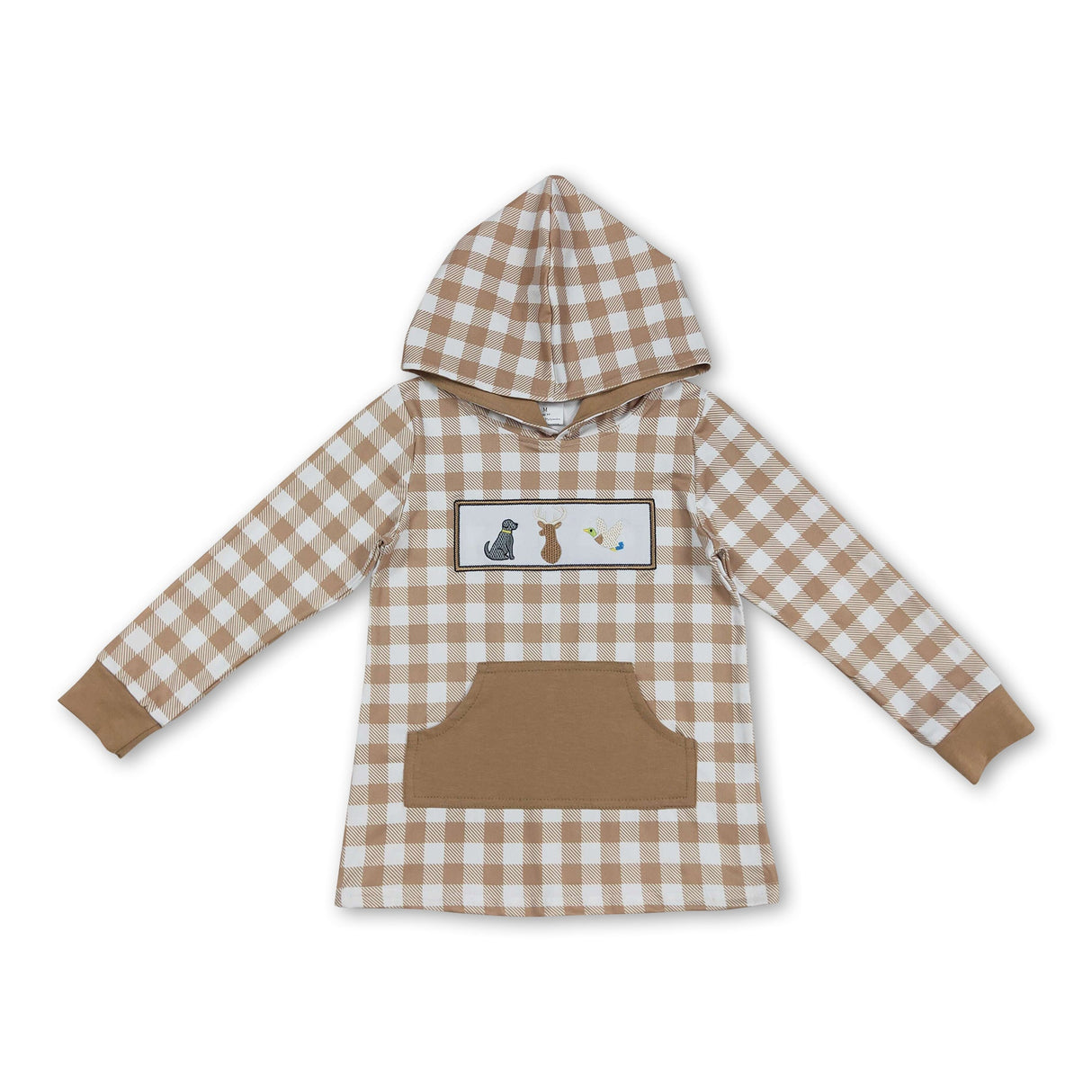 Khaki plaid duck dog deer hunting baby kids hoodie
