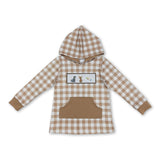 Khaki plaid duck dog deer hunting baby kids hoodie