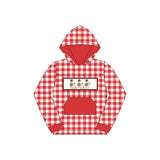 Red polka dots duck plaid pocket baby kids hoodie