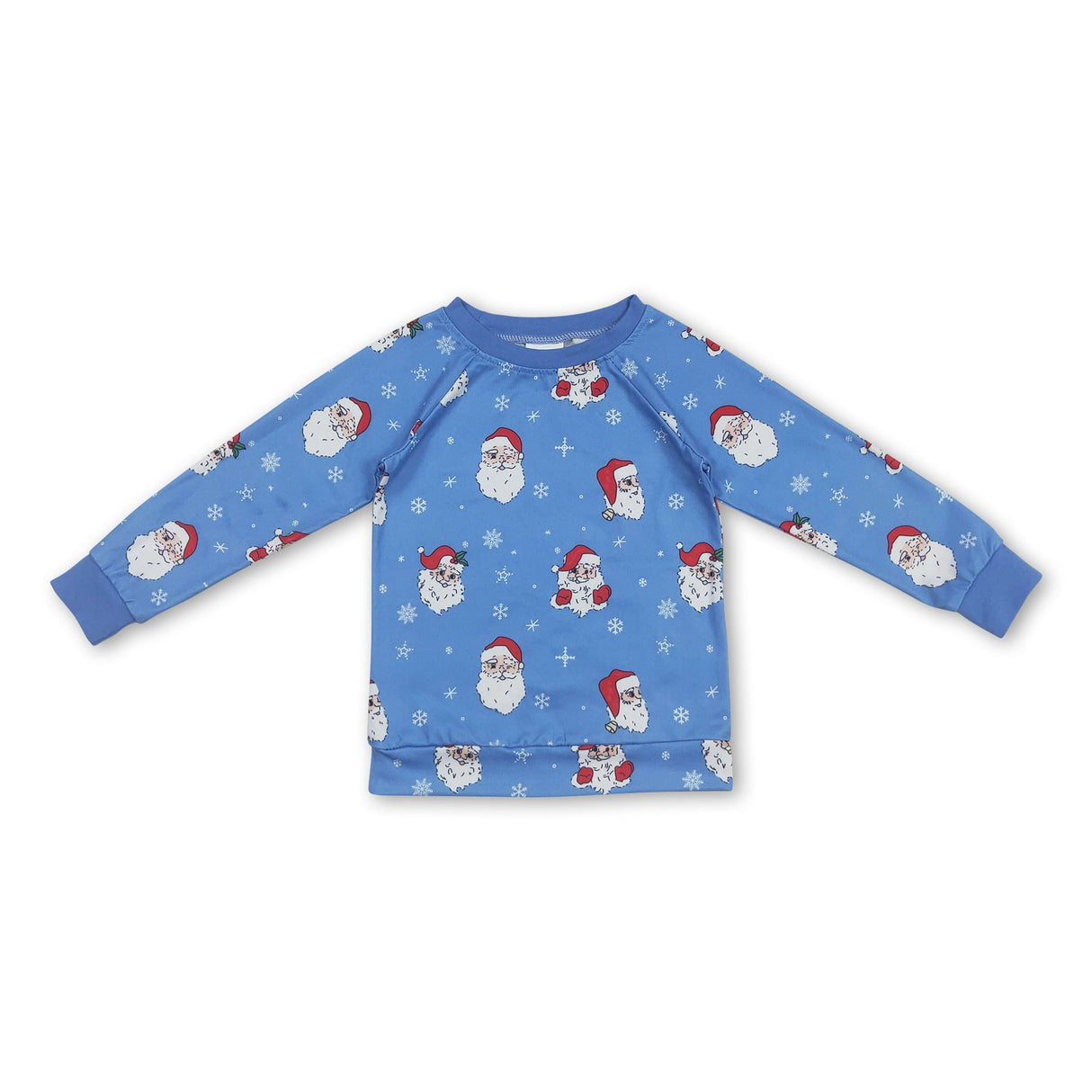 Blue long sleeves santa baby kids Christmas shirt