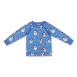 Blue long sleeves santa baby kids Christmas shirt