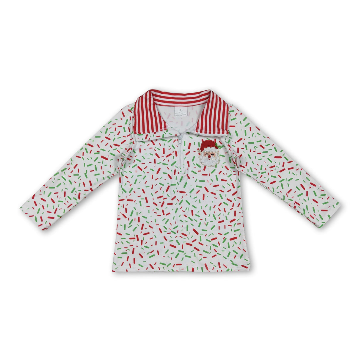 Red green ice cream sprinkle santa kids Christmas pullover