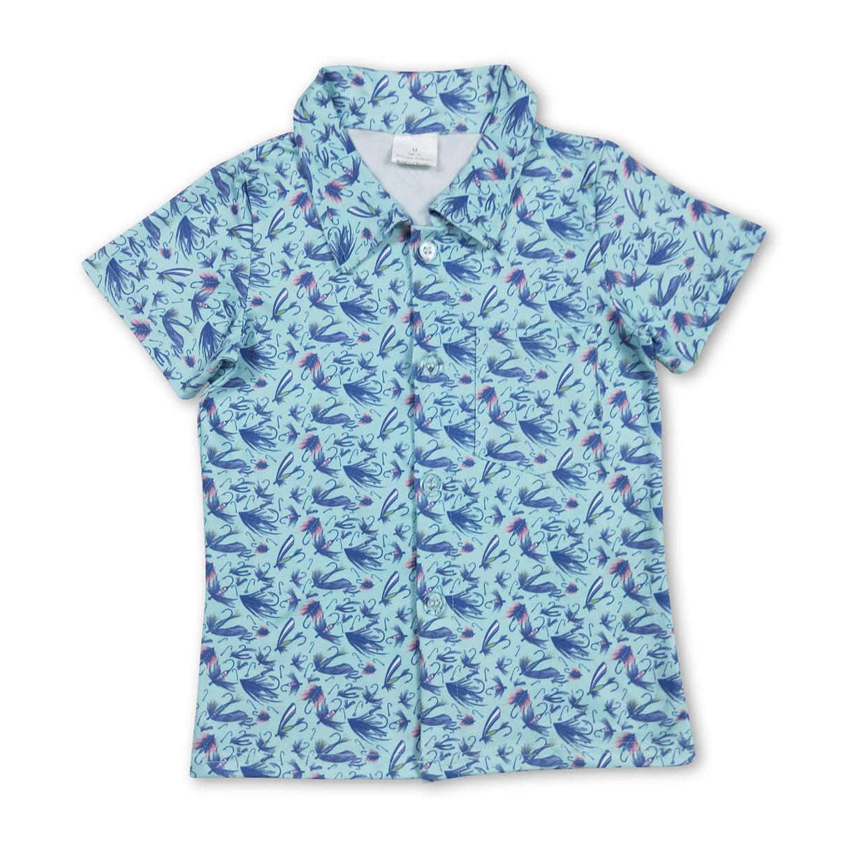 Short sleeves lure fishing kids boys button down shirt