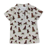 Short sleeves dog kids boys summer polo shirt