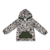 Long sleeves pocket duck deer dog camo kids boys zipper hoodie