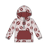 Long sleeves football pocket zipper kids boy hoodie