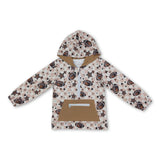 Long sleeves plaid football stars kids boys zip hoodie