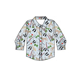 Long sleeves hunting dog deer fishing boy button down shirt