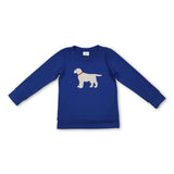 Blue long sleeves plaid dog baby boy fall shirt