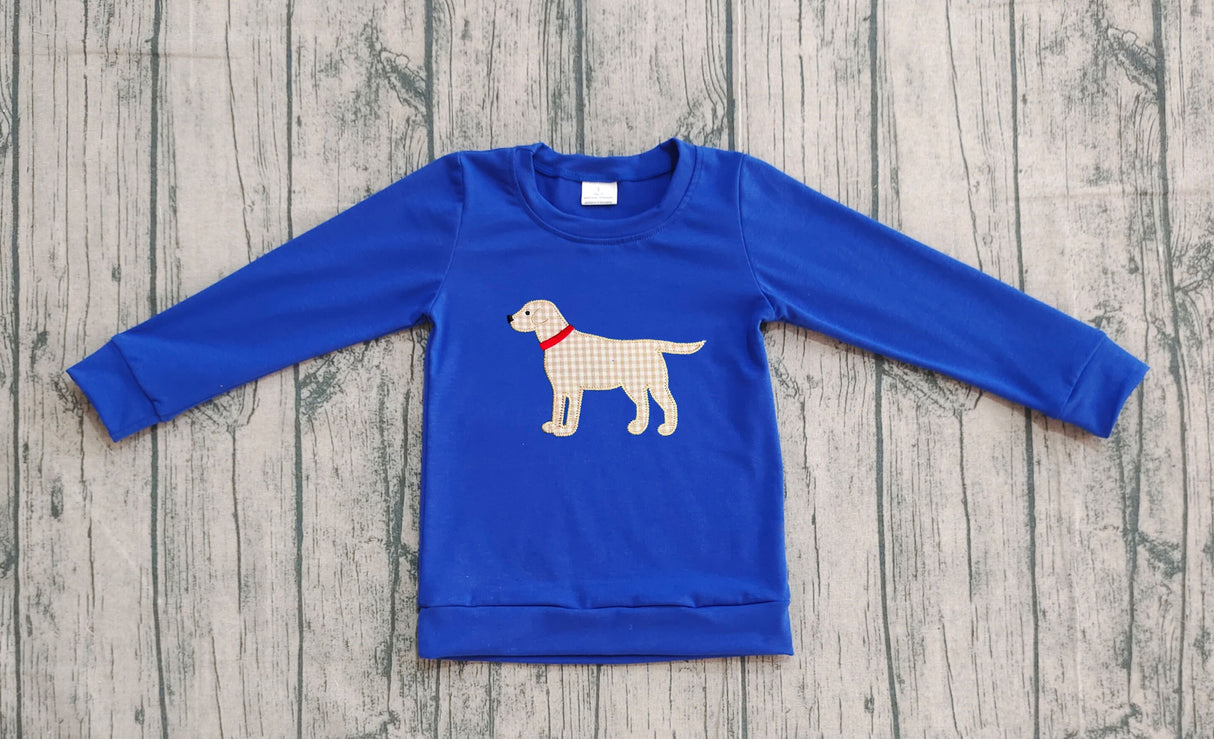 Blue long sleeves plaid dog baby boy fall shirt
