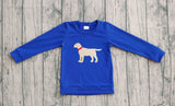 Blue long sleeves plaid dog baby boy fall shirt