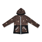 Long sleeves bull skull pockets western boy hooded jacket