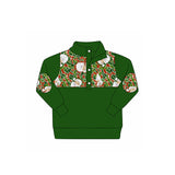 Red green camo santa kids boys Christmas pullover