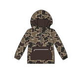 Long sleeves camo deer pocket zipper boy hoodie