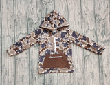 Long sleeves camo deer pocket zipper boy hoodie
