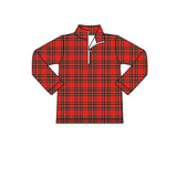 Long sleeves red plaid toddler kids Christmas zipper pullover