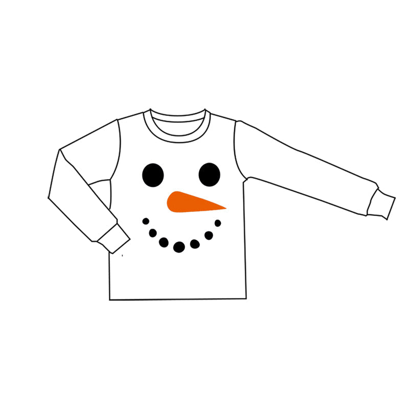 White long sleeves snowman kids boys shirt