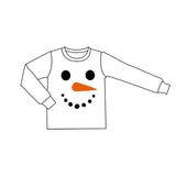 White long sleeves snowman kids boys shirt