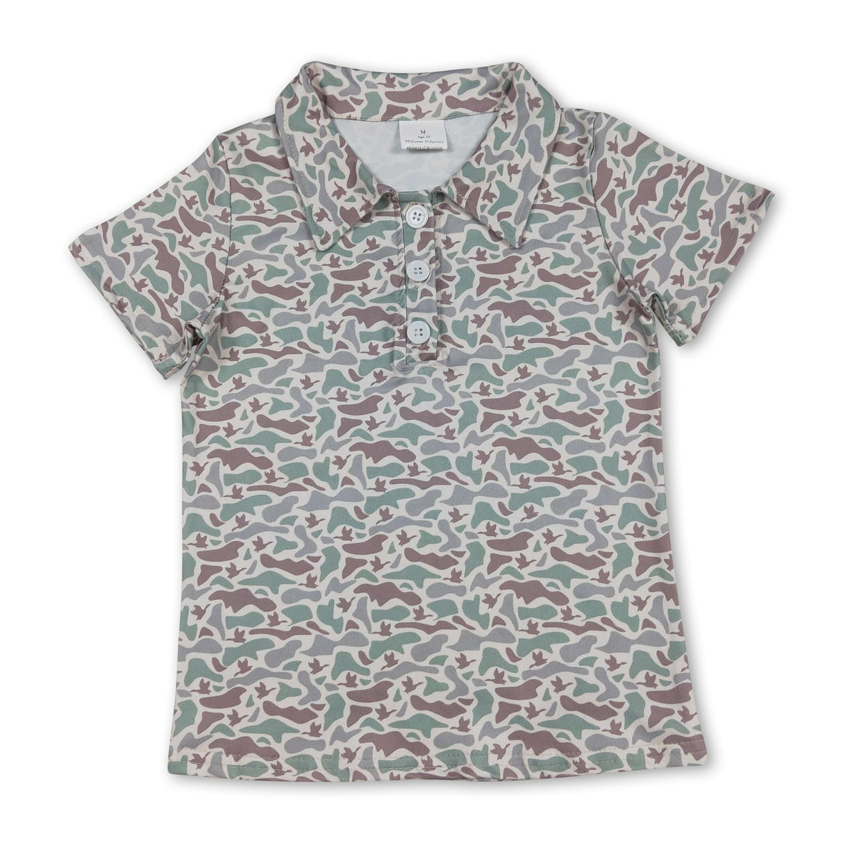 Short sleeves duck camo kids boys polo shirt
