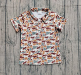 Short sleeves white brown camo kids boys polo shirt