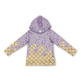 Lavender green yellow ice cream kids Mardi Gras hoodie