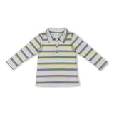 Green purple yellow stripe boys Mardi Gras polo shirt