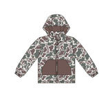Long sleeves camo pocket zipper kids hooded jacket