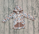Long sleeves camo pocket zipper kids hooded jacket