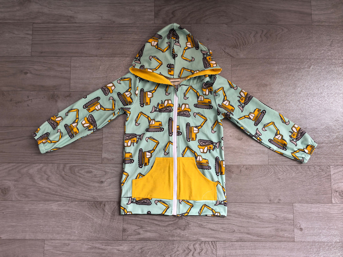 Long sleeves constructions pocket zipper boy hoodie