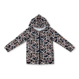 Long sleeves black brown camo pocket zipper boy hoodie