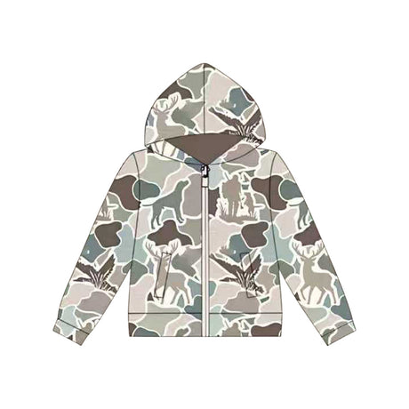 Long sleeves hunting dog deer duck zipper boy hoodie