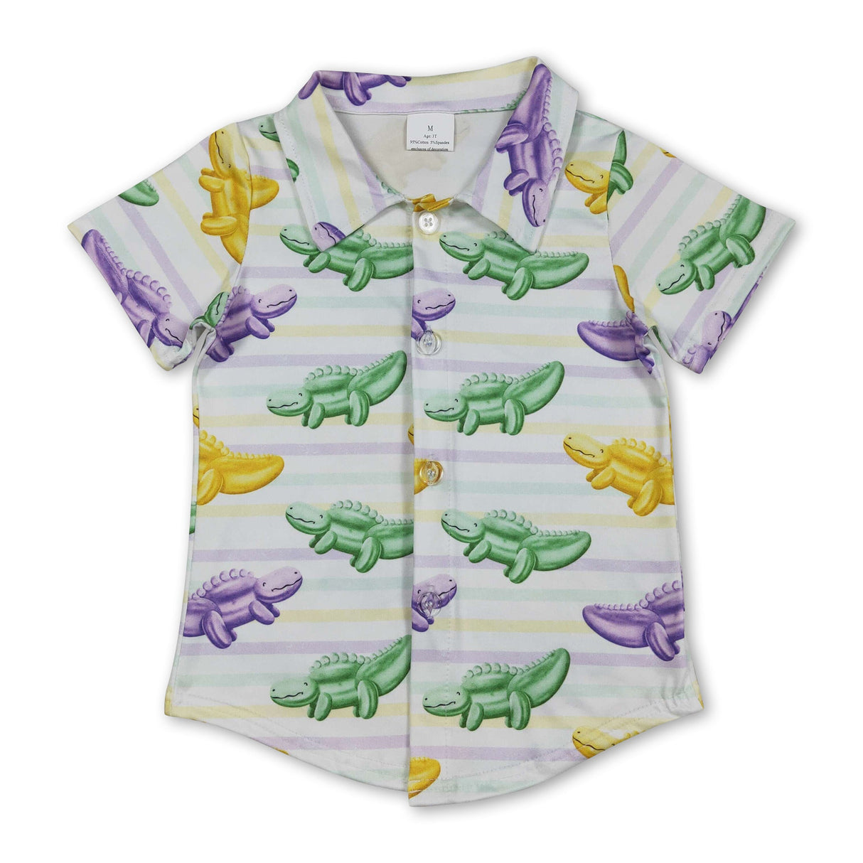 Dinosaur boys Mardi Gras button down shirt